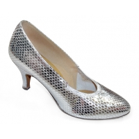 Style 1008 Silver Embossed Leather. Heel: 2,5 inches Slim