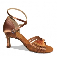 Style 1065 Dark Tan Satin. Heel: 2,5 inches Flare